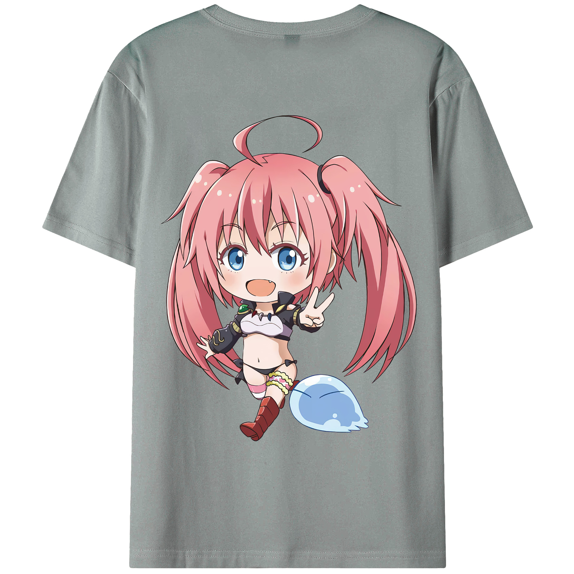 （画像用） 転スラ Regarding Reincarnated to Slime 綿100％ メンズ半袖Tシャツ（バックプリント） 通気性